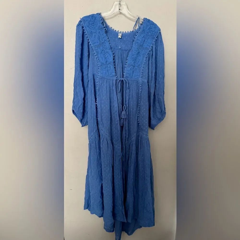 Free People Intimately Spring Fling Robe Maxi Provence Blue - Picture 4 of 4